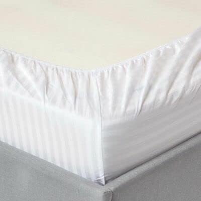 Charms Trend Modern Stripe White Fitted Sheet 30cm / 12” Deep Easy Care Bedding Poly Cotton Bed Sheets