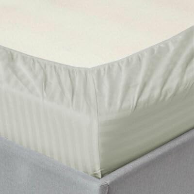Charms Trend Modern Stripe White Fitted Sheet 30cm / 12” Deep Easy Care Bedding Poly Cotton Bed Sheets