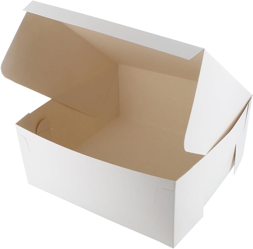 Caja para panadería, 7" x 7", caja plegable blanca para pasteles, galletas, sándwiches, rebanadas de pastel, pasteles, comida para llevar y jabones, cajas de regalo, paquete de 10