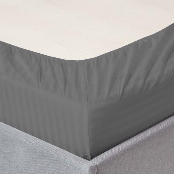 Charms Trend Modern Stripe White Fitted Sheet 30cm / 12” Deep Easy Care Bedding Poly Cotton Bed Sheets