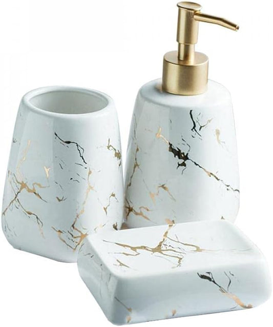 3/4/5 Pieces Modern Luxury Bathroom Accessories Set Marble Pattern Ceramics Bathroom Sets Accessories for Home, Apartment, Dormitory