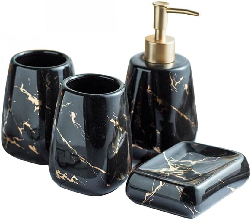 3/4/5 Pieces Modern Luxury Bathroom Accessories Set Marble Pattern Ceramics Bathroom Sets Accessories for Home, Apartment, Dormitory