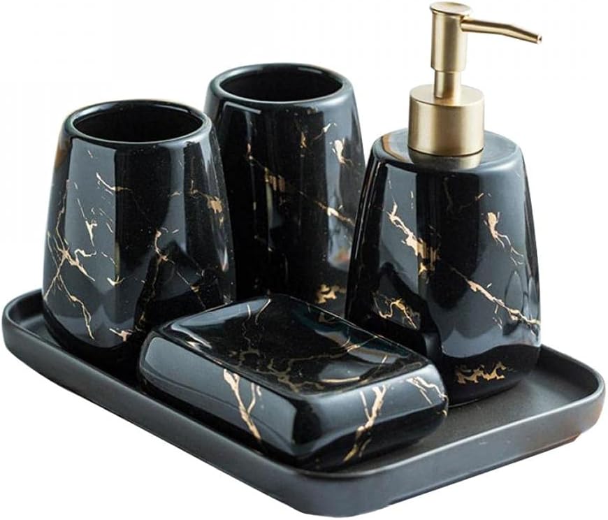 3/4/5 Pieces Modern Luxury Bathroom Accessories Set Marble Pattern Ceramics Bathroom Sets Accessories for Home, Apartment, Dormitory