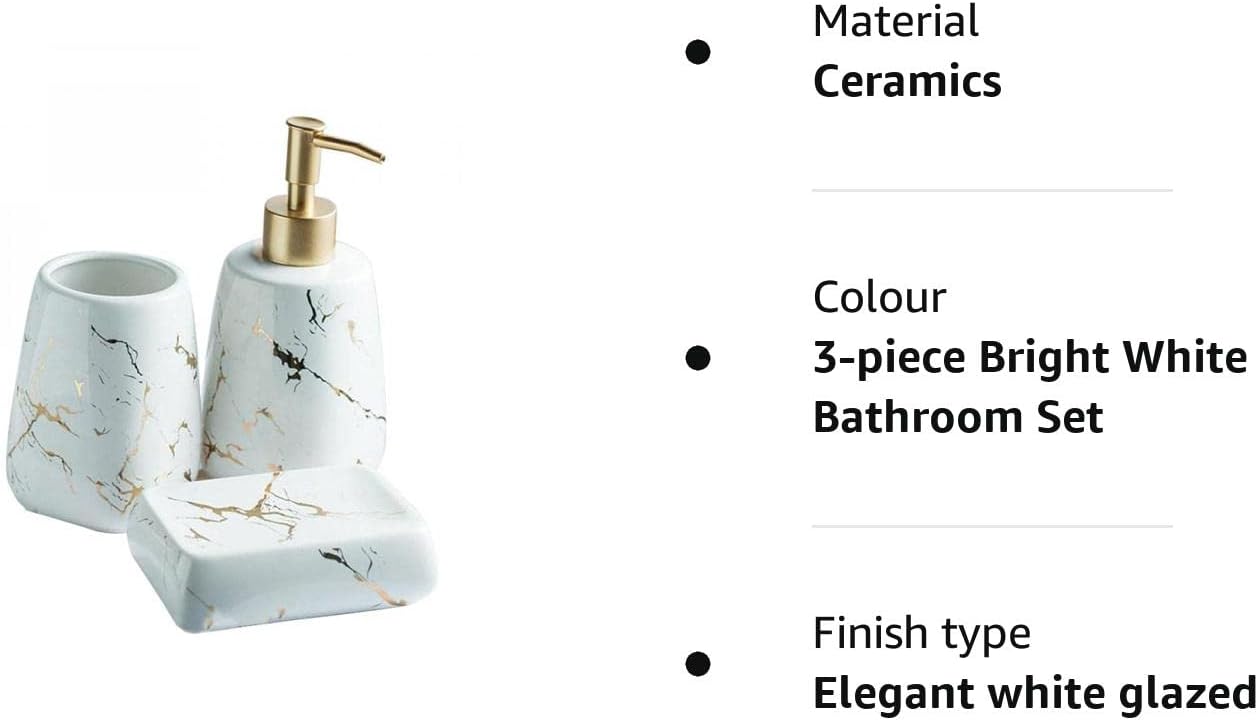 3/4/5 Pieces Modern Luxury Bathroom Accessories Set Marble Pattern Ceramics Bathroom Sets Accessories for Home, Apartment, Dormitory