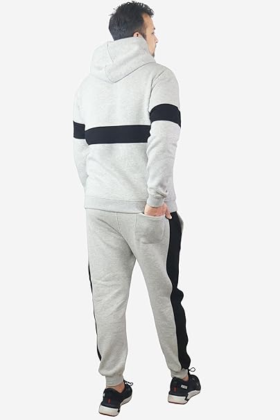 Mens Tracksuit Set Full Sleeve Fleece Hoodie Jacket Top Bottoms Jogging Joggers for Men Contrast Panel Tracksuit Sets Gym Exercise Running Sport Activewear