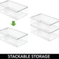 Set of 4 Storage Box with Lid – Practical Plastic Medicine Organiser – Stackable Storage Container for Serums, Oils, Cosmetics and More – Clear