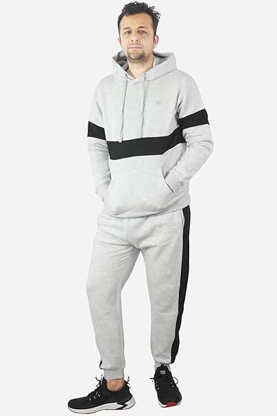 Mens Tracksuit Set Full Sleeve Fleece Hoodie Jacket Top Bottoms Jogging Joggers for Men Contrast Panel Tracksuit Sets Gym Exercise Running Sport Activewear