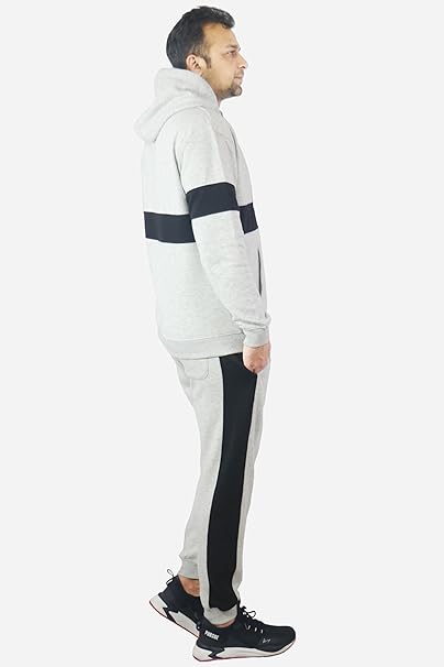 Mens Tracksuit Set Full Sleeve Fleece Hoodie Jacket Top Bottoms Jogging Joggers for Men Contrast Panel Tracksuit Sets Gym Exercise Running Sport Activewear