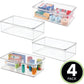 Set of 4 Storage Box with Lid – Practical Plastic Medicine Organiser – Stackable Storage Container for Serums, Oils, Cosmetics and More – Clear