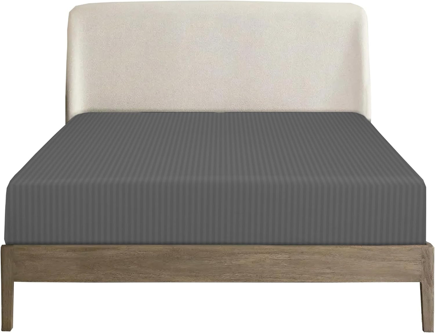 Charms Trend Modern Stripe White Fitted Sheet 30cm / 12” Deep Easy Care Bedding Poly Cotton Bed Sheets