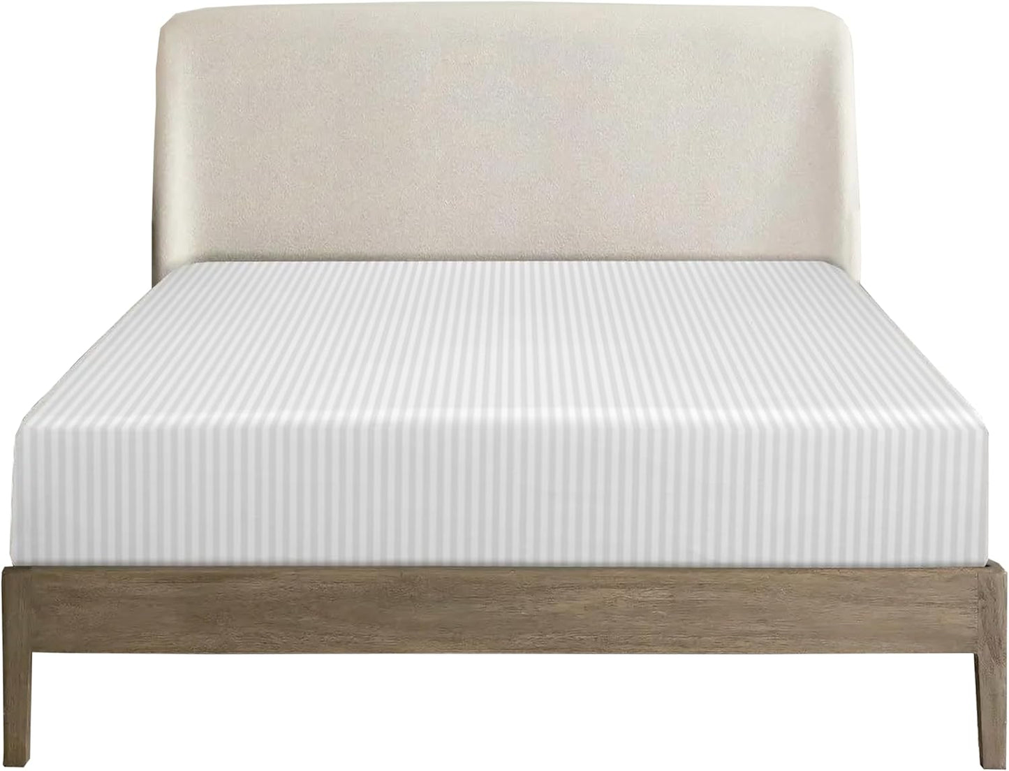 Charms Trend Modern Stripe White Fitted Sheet 30cm / 12” Deep Easy Care Bedding Poly Cotton Bed Sheets