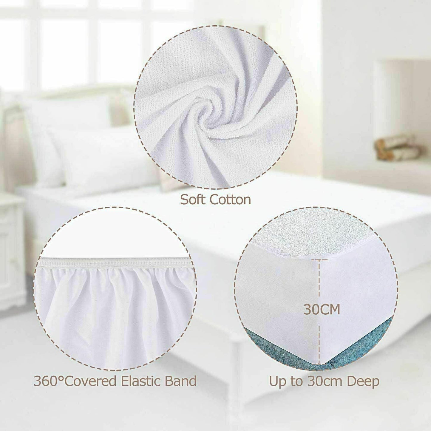 Charms Trend Jacquard Flower Terry Laminated Quilted Fitted Sheet Cover Mattress Protector Breathable Topper