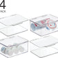 Set of 4 Storage Box with Lid – Practical Plastic Medicine Organiser – Stackable Storage Container for Serums, Oils, Cosmetics and More – Clear