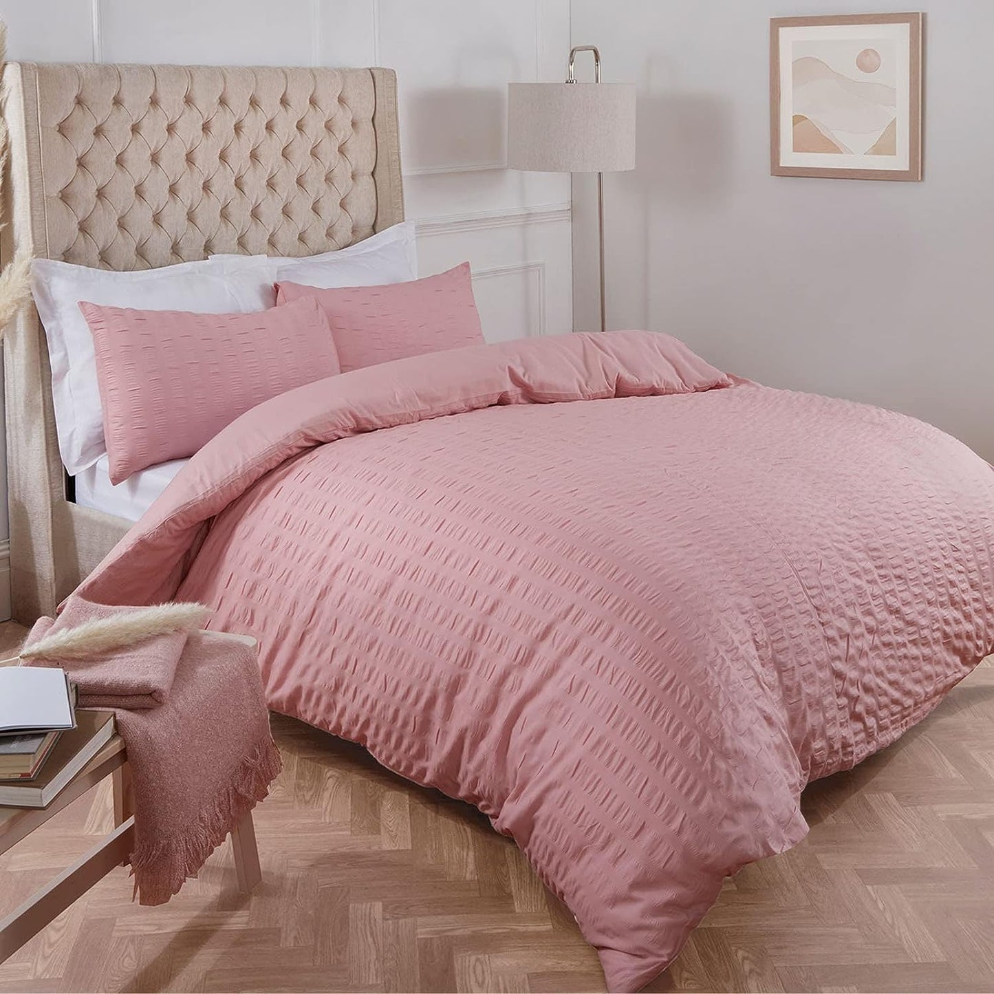 Seersucker Duvet Cover with Pillow Case Luxury Bedding Set