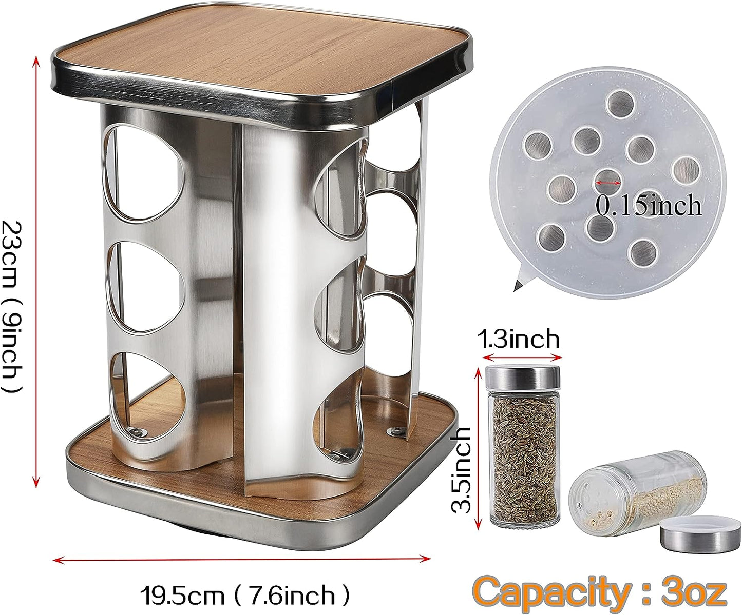 Spice Rack Organizer with 12 Empty Spice Jars