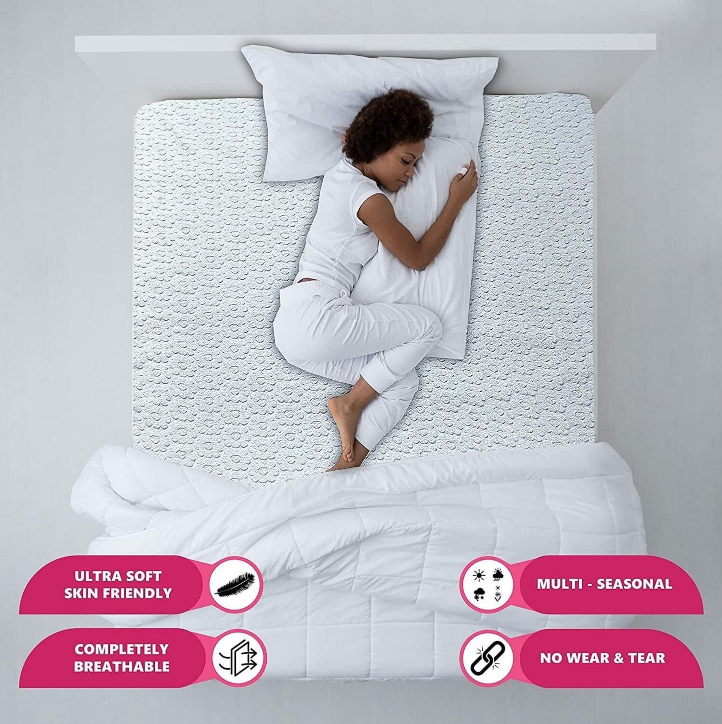 Charms Trend Jacquard Flower Terry Laminated Quilted Fitted Sheet Cover Mattress Protector Breathable Topper