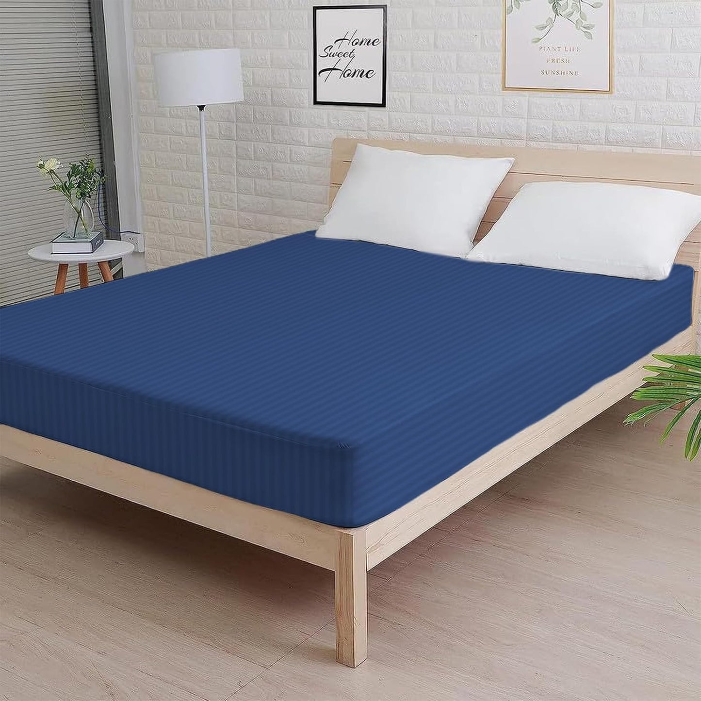 Charms Trend Modern Stripe White Fitted Sheet 30cm / 12” Deep Easy Care Bedding Poly Cotton Bed Sheets