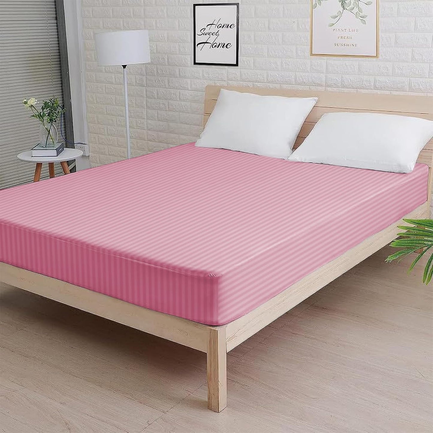 Charms Trend Modern Stripe White Fitted Sheet 30cm / 12” Deep Easy Care Bedding Poly Cotton Bed Sheets