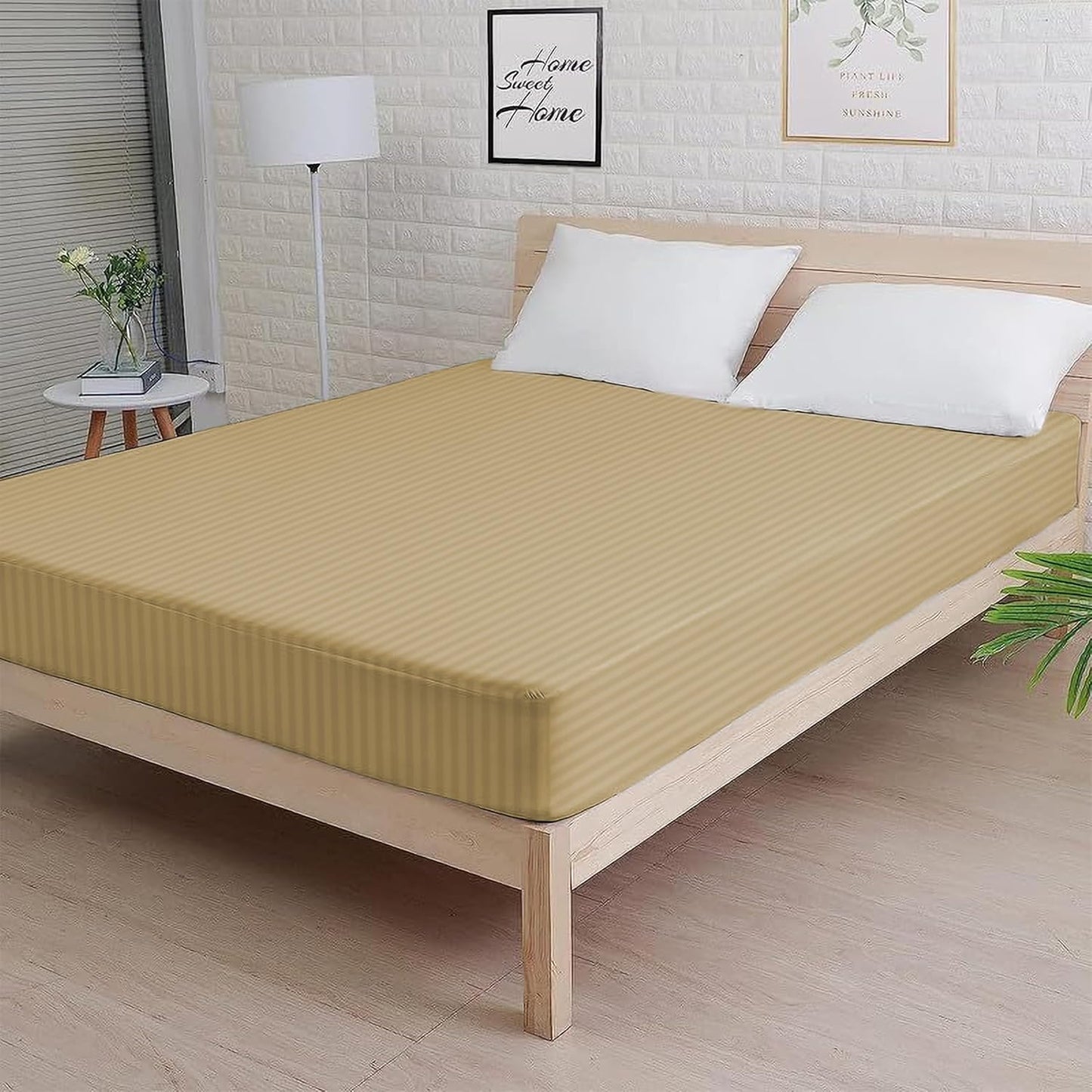 Charms Trend Modern Stripe White Fitted Sheet 30cm / 12” Deep Easy Care Bedding Poly Cotton Bed Sheets