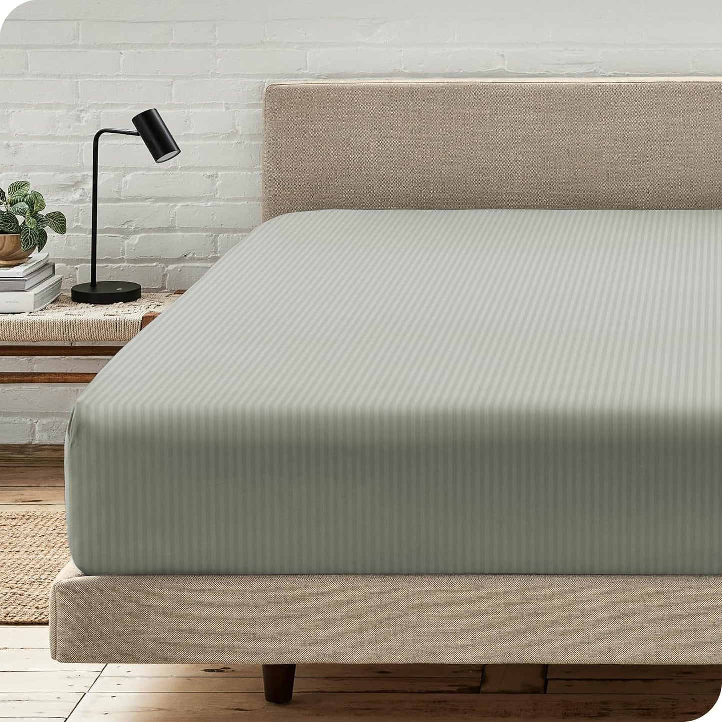 Charms Trend Modern Stripe White Fitted Sheet 30cm / 12” Deep Easy Care Bedding Poly Cotton Bed Sheets