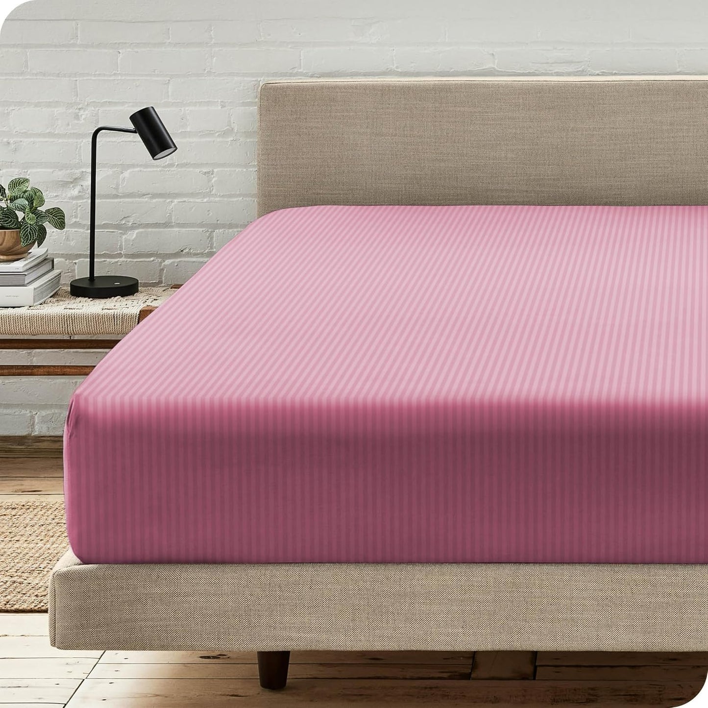 Charms Trend Modern Stripe White Fitted Sheet 30cm / 12” Deep Easy Care Bedding Poly Cotton Bed Sheets