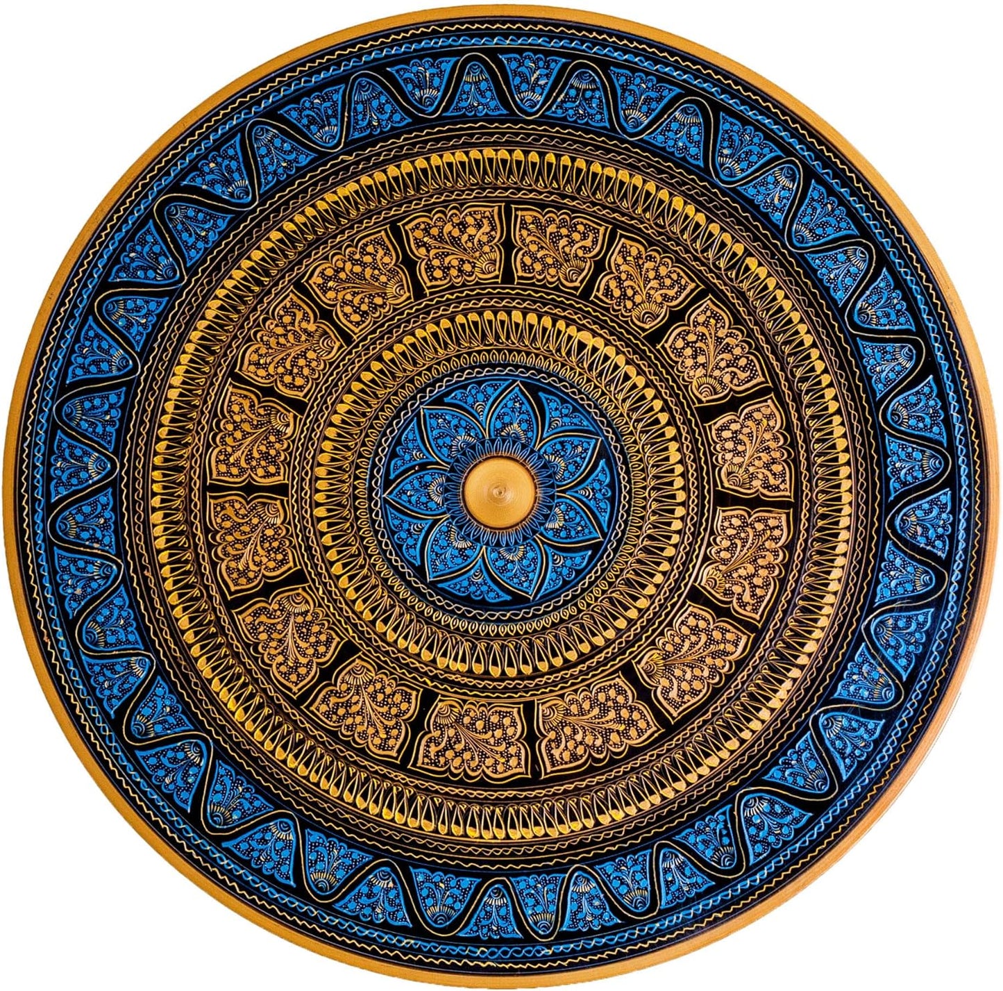 Coffee Table for Living Room - Decorative Small Side Table Living Room, Antique Design Small Table for Room Decor, Home Decor, Emerald Blue & Golden