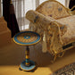 Coffee Table for Living Room - Decorative Small Side Table Living Room, Antique Design Small Table for Room Decor, Home Decor, Emerald Blue & Golden