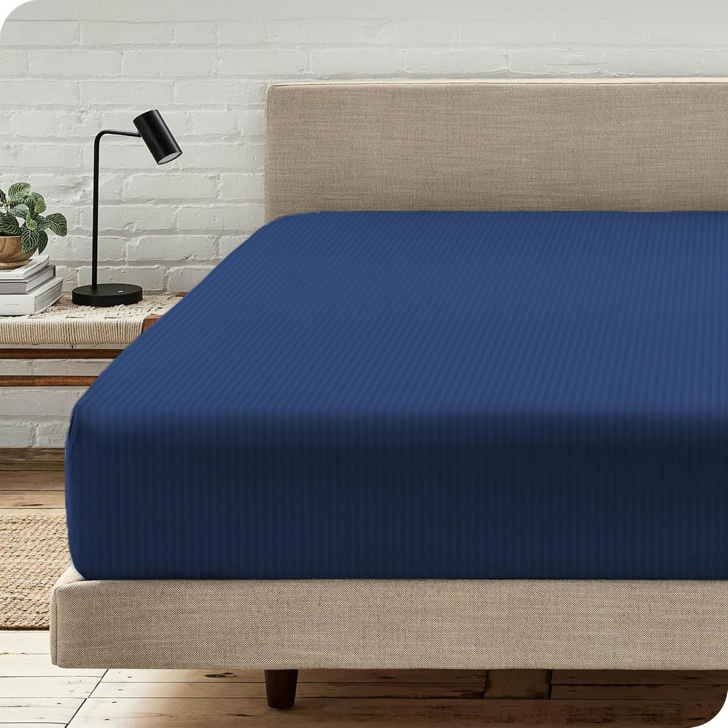 Charms Trend Modern Stripe White Fitted Sheet 30cm / 12” Deep Easy Care Bedding Poly Cotton Bed Sheets