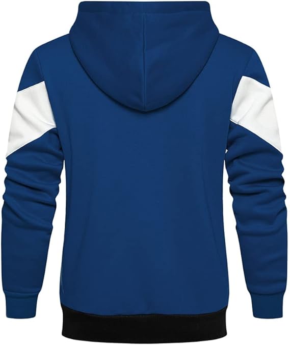 Mens Hoodie Zip up Hoodies Color Block Hooded Sweatshirt Long Sleeve Patchwork Tops with Pockets
