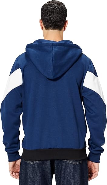 Mens Hoodie Zip up Hoodies Color Block Hooded Sweatshirt Long Sleeve Patchwork Tops with Pockets