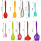 10 pcs Silicone Heat Resistant Kitchen Cooking Utensils Non-stick Baking Tool Tongs ladle Gadget