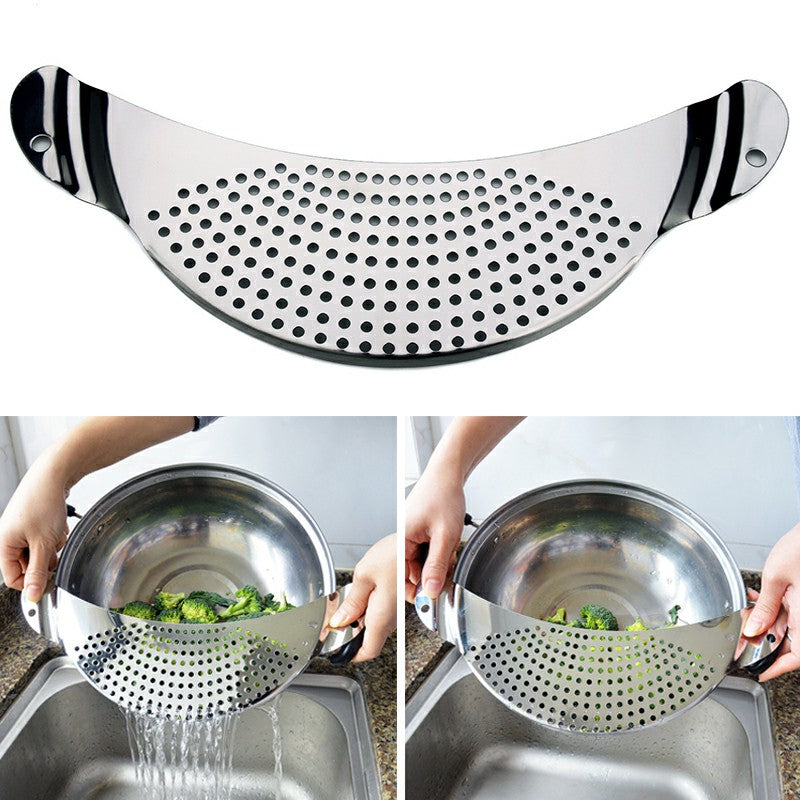 Stainless Steel Pan Drainer Pasta Vegetable Strainer Colander Sieve