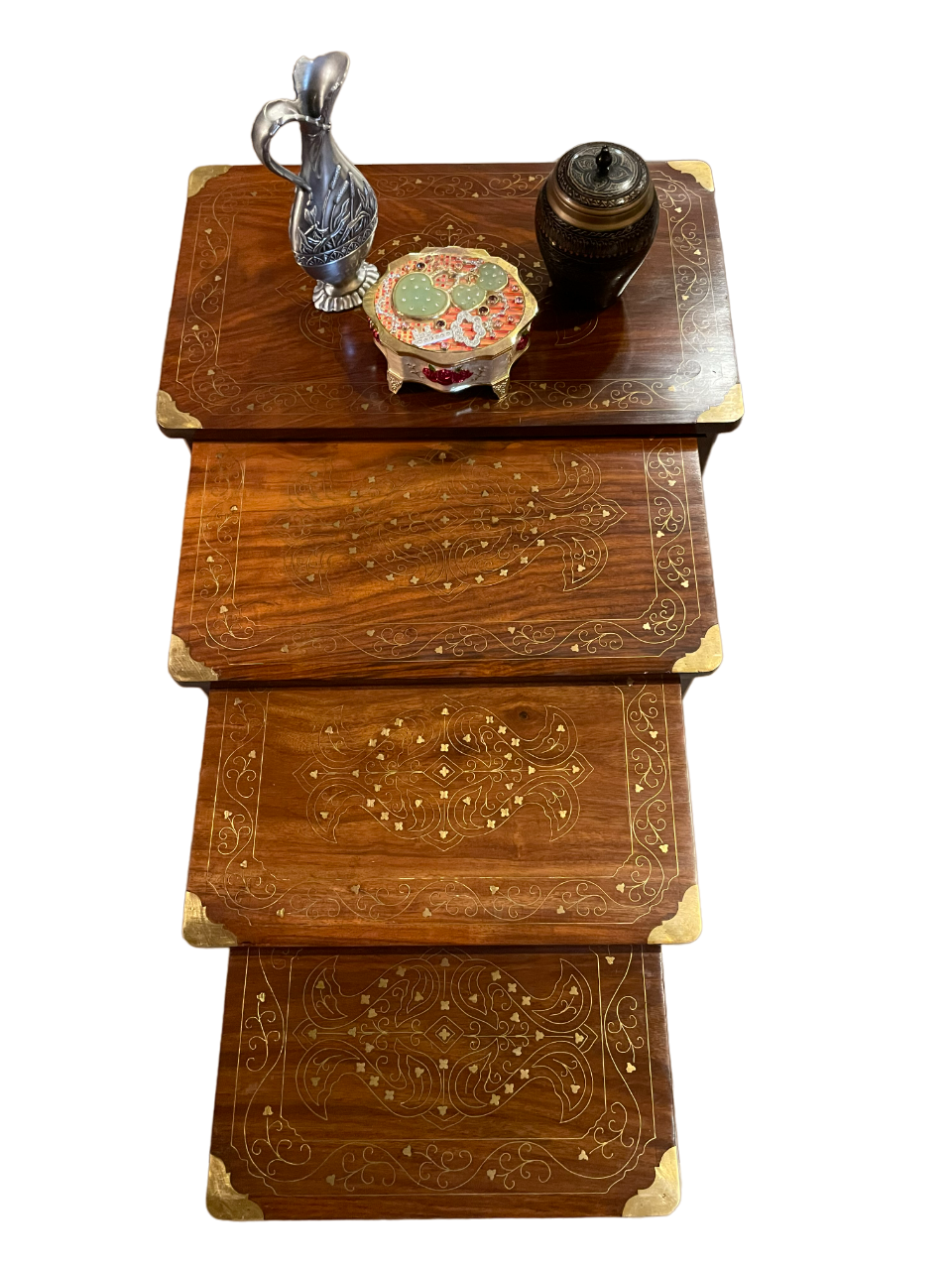 Luxurious Rosewood Handmade Nesting Tables Set