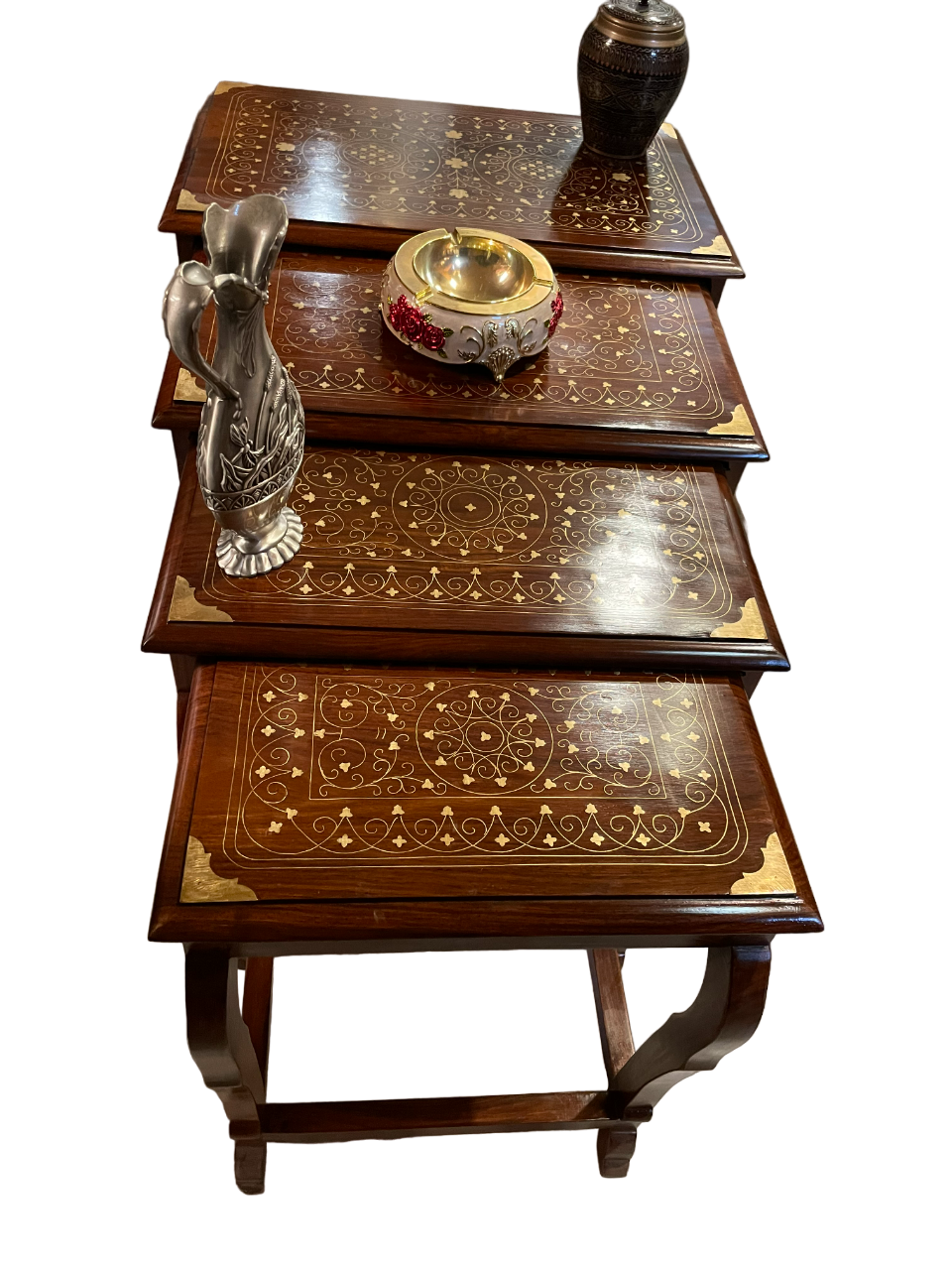 Luxurious Rosewood Handmade Nesting Tables Set