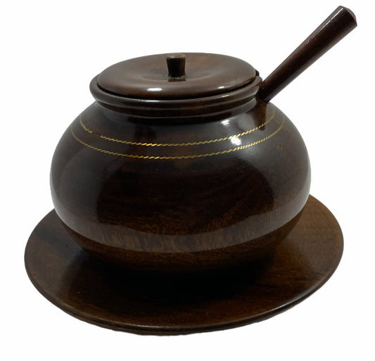 Wooden Sugar Bowl - 2Pc