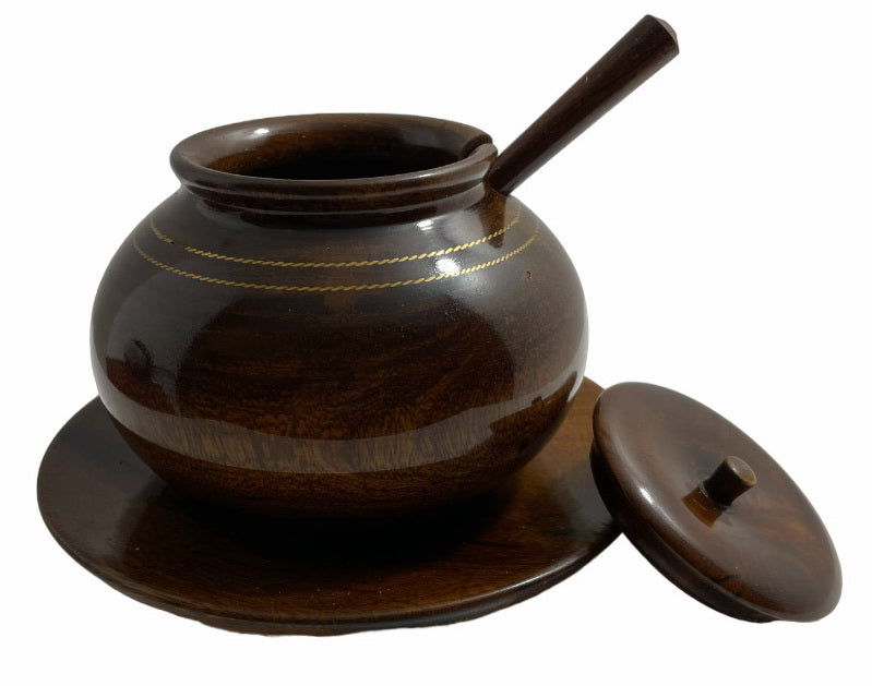 Wooden Sugar Bowl - 2Pc