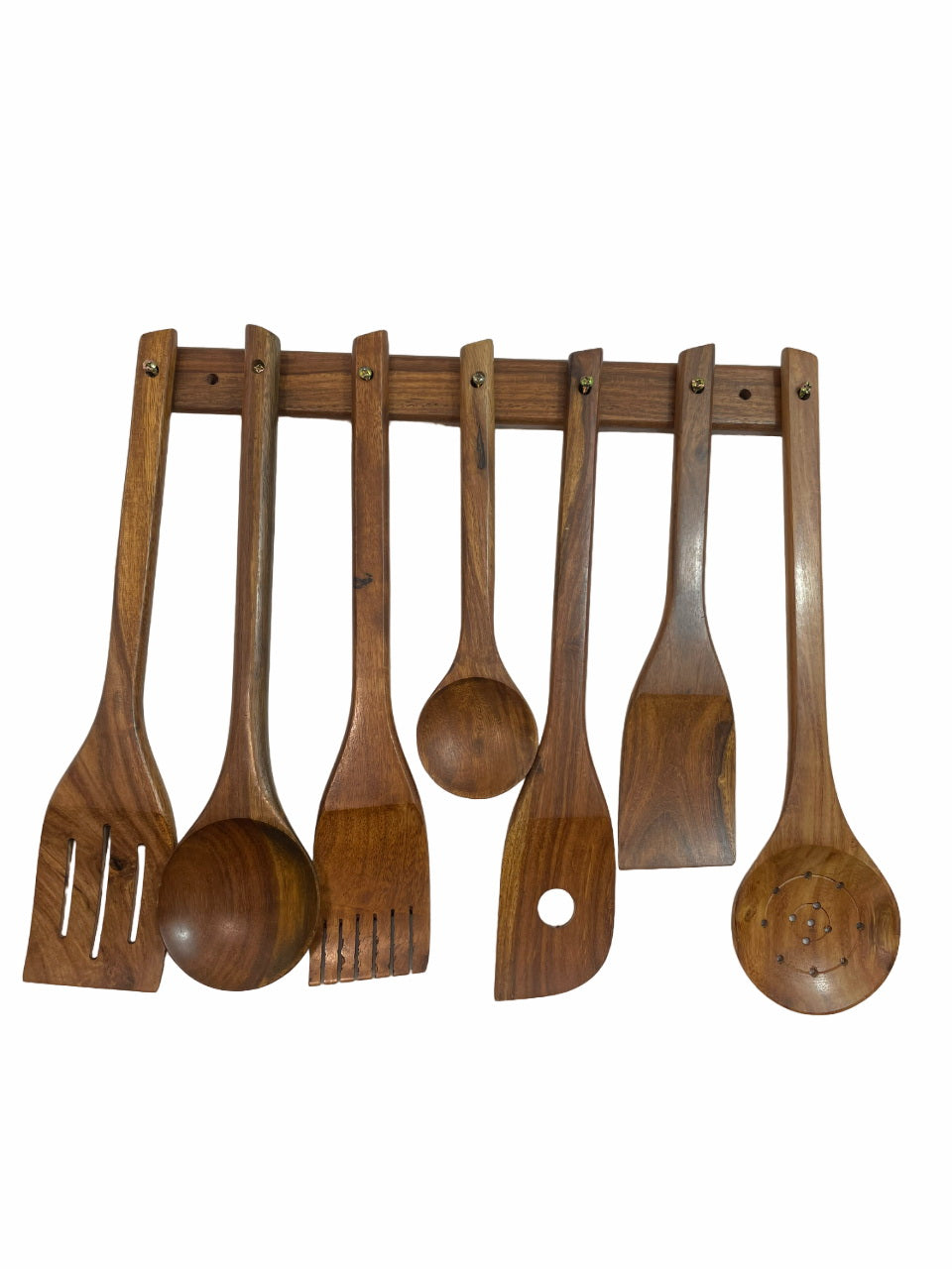 8 Piece Hand-Made Teak Wooden Utensils