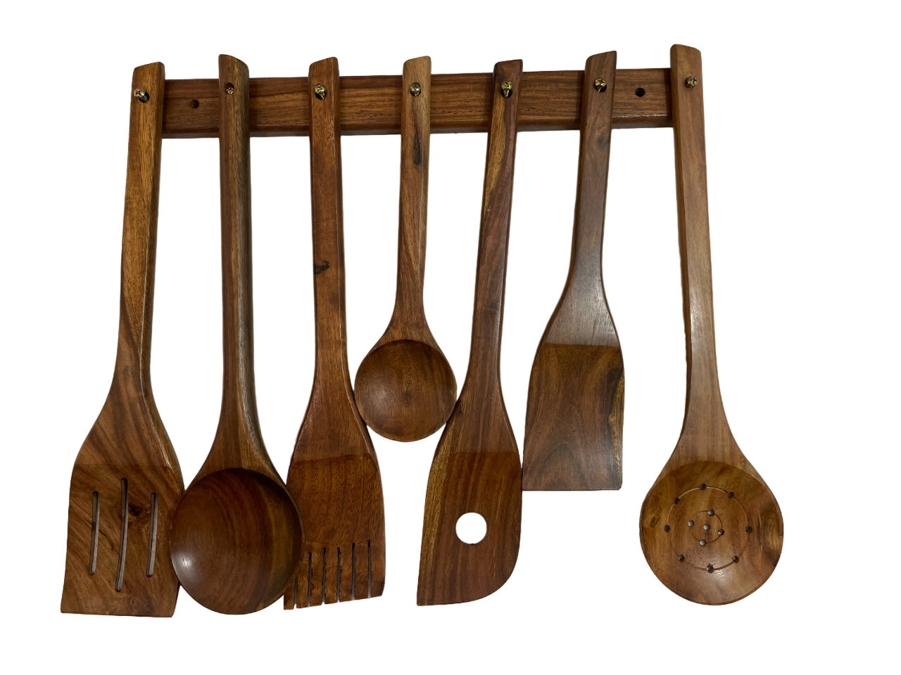 8 Piece Hand-Made Teak Wooden Utensils