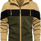 Mens Hoodie Zip up Hoodies Color Block Hooded Sweatshirt Long Sleeve Patchwork Tops with Pockets