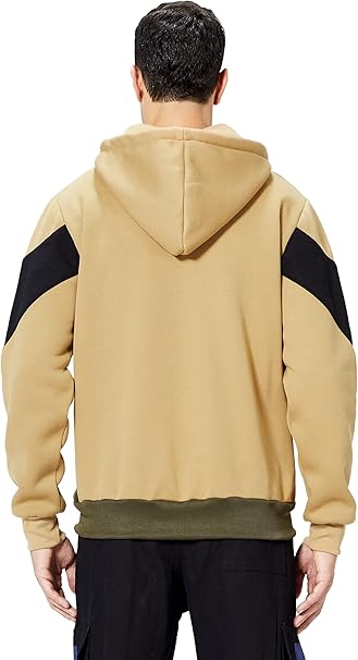 Mens Hoodie Zip up Hoodies Color Block Hooded Sweatshirt Long Sleeve Patchwork Tops with Pockets