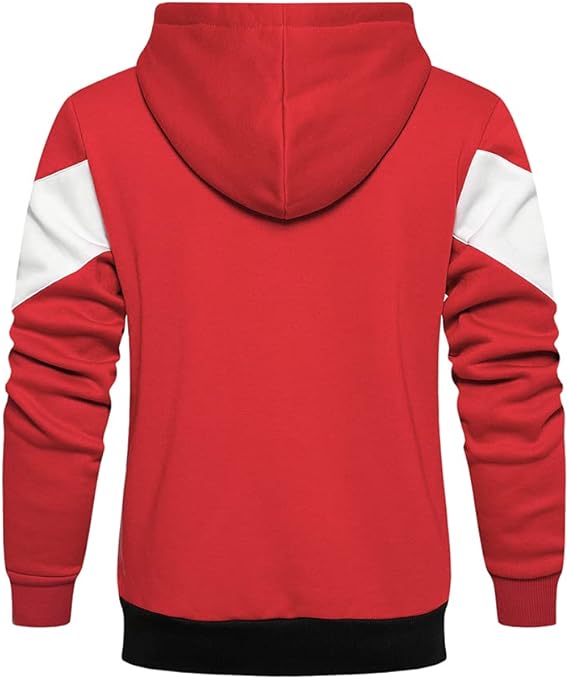 Mens Hoodie Zip up Hoodies Color Block Hooded Sweatshirt Long Sleeve Patchwork Tops with Pockets