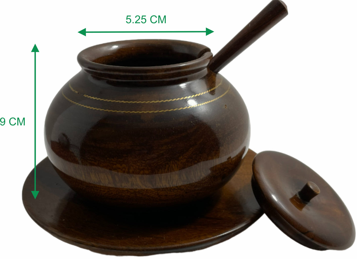 Wooden Sugar Bowl - 2Pc