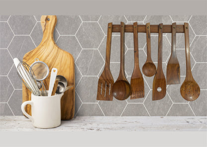 8 Piece Hand-Made Teak Wooden Utensils