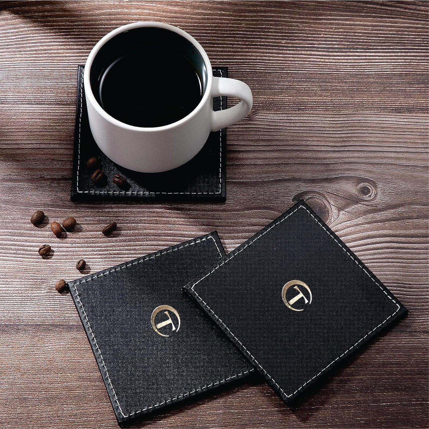 Faux Leather Square Tea Coasters