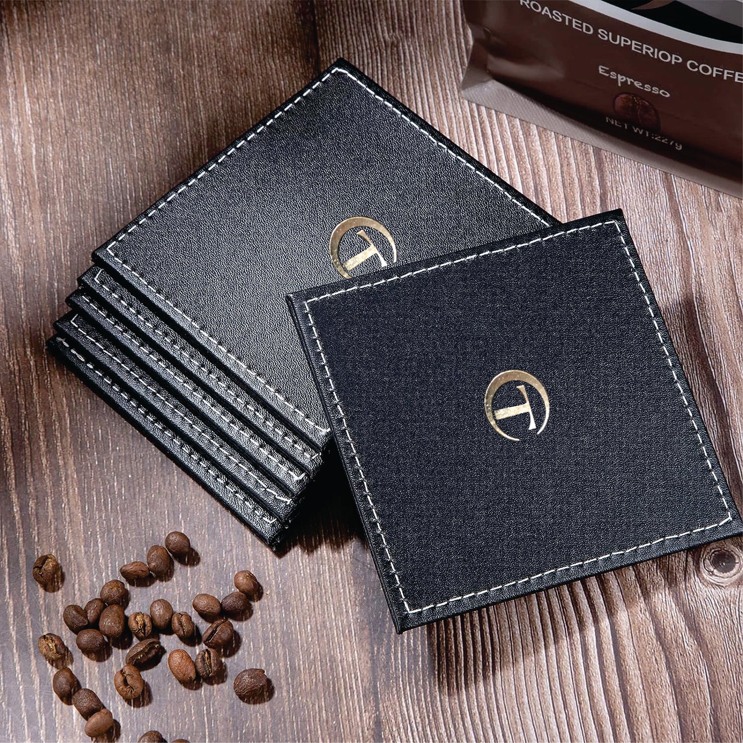 Faux Leather Square Tea Coasters