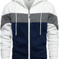 Mens Hoodie Zip up Hoodies Color Block Hooded Sweatshirt Long Sleeve Patchwork Tops with Pockets