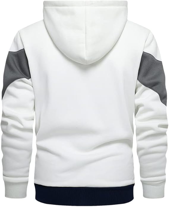 Mens Hoodie Zip up Hoodies Color Block Hooded Sweatshirt Long Sleeve Patchwork Tops with Pockets