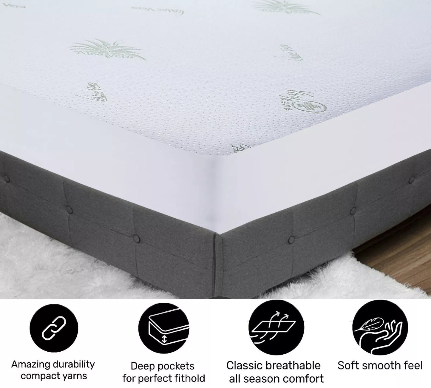 Charms Trend Extra Deep Quilted Non Waterproof Mattress Bamboo Protector Cover