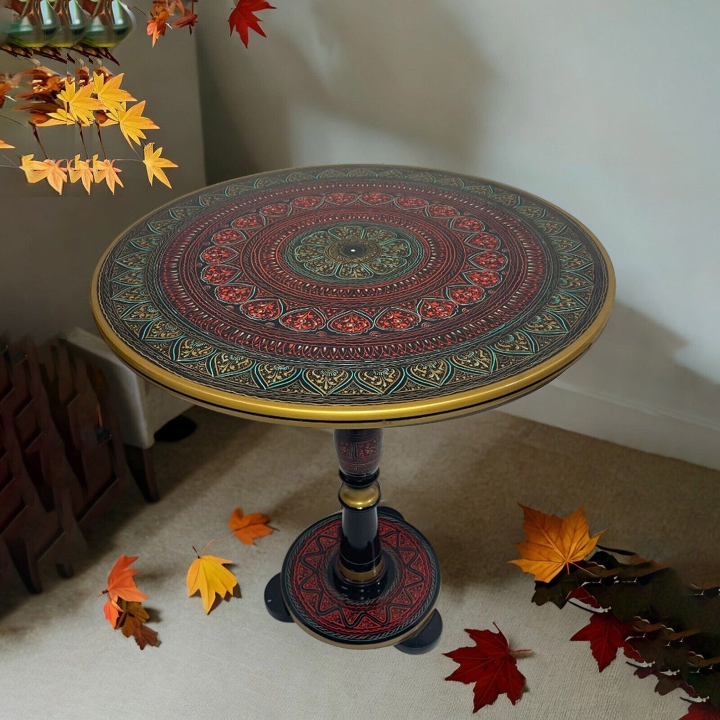 Wooden Coffee Table/Wooden Round Table/Wooden Portable Table/Hand Painted