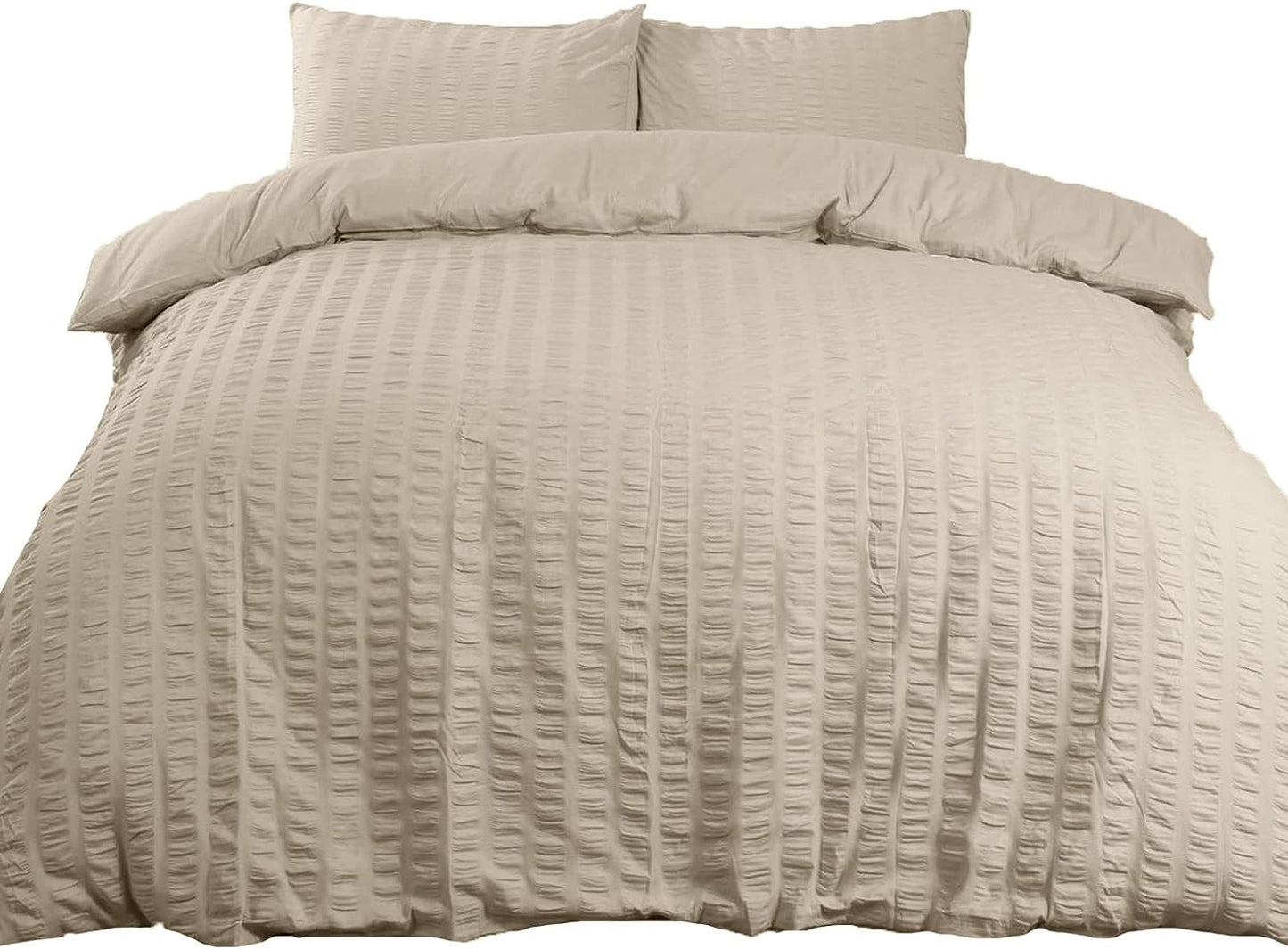 Seersucker Duvet Cover with Pillow Case Luxury Bedding Set